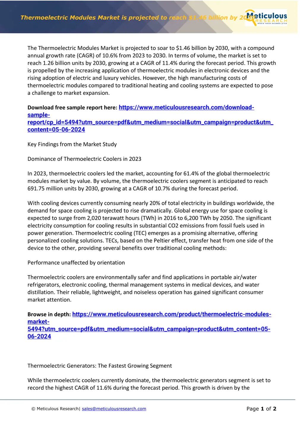 thermoelectric modules market is projected