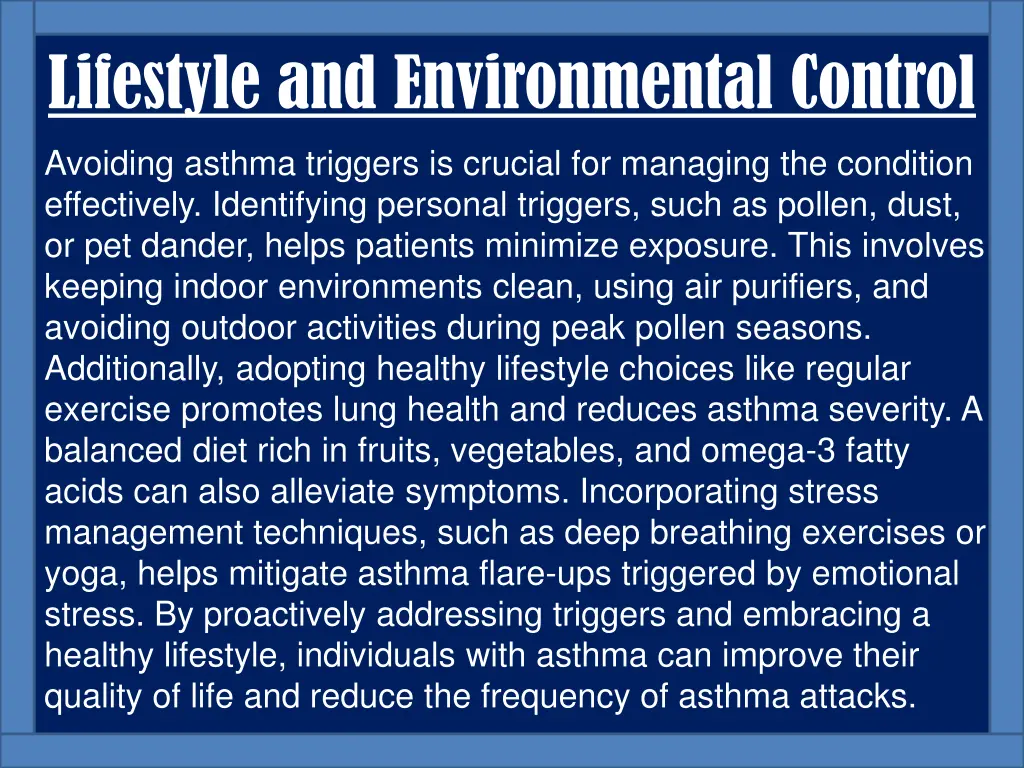 lifestyle and environmental control