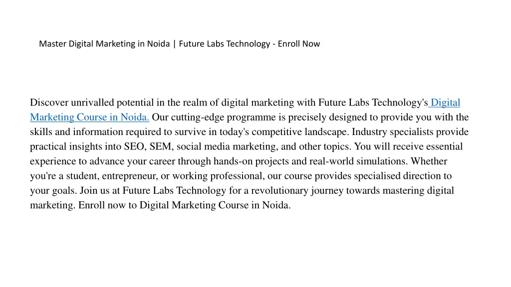 master digital marketing in noida future labs
