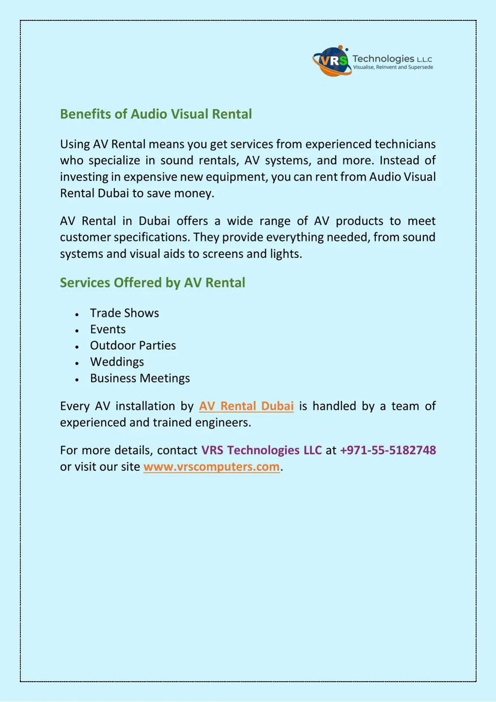 benefits of audio visual rental