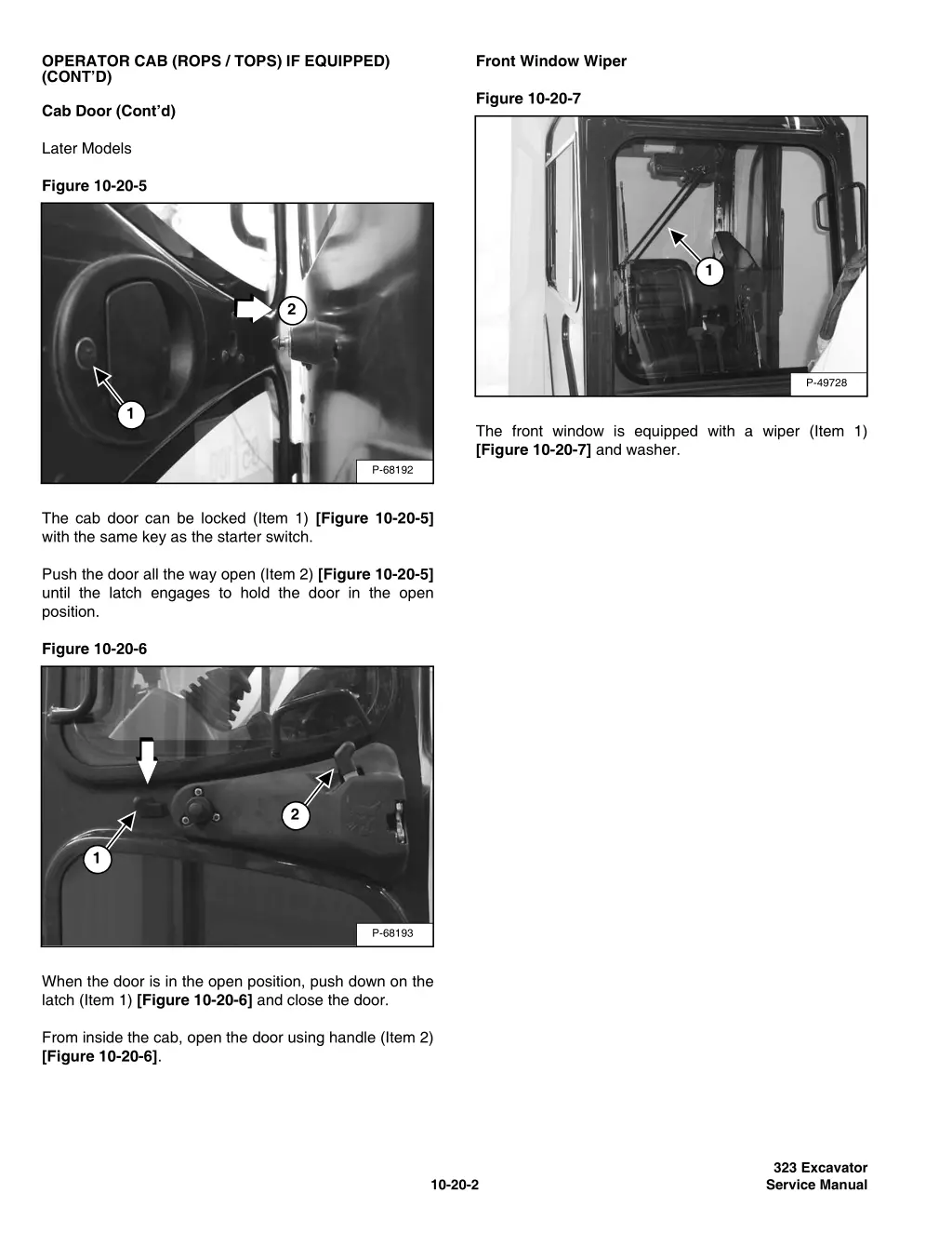 operator cab rops tops if equipped cont d