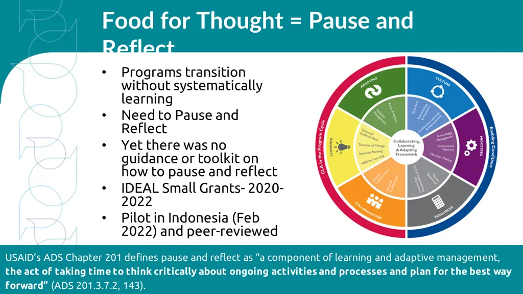 food for thought pause and reflect programs