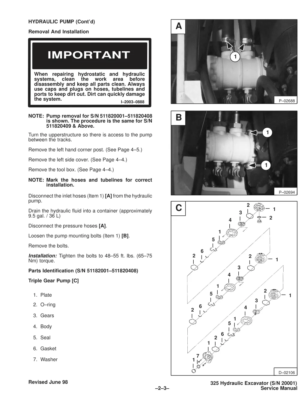 hydraulic pump cont d