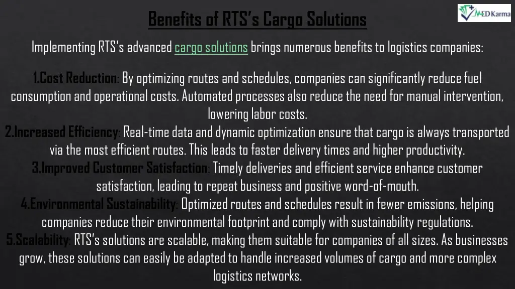 benefits of rts s cargo solutions