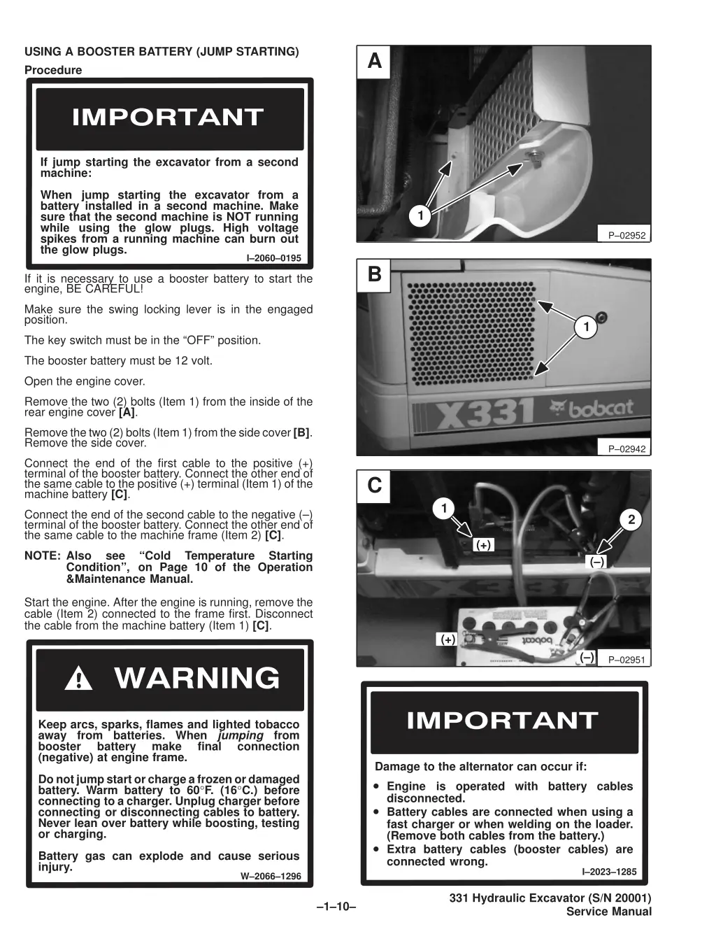 using a booster battery jump starting procedure