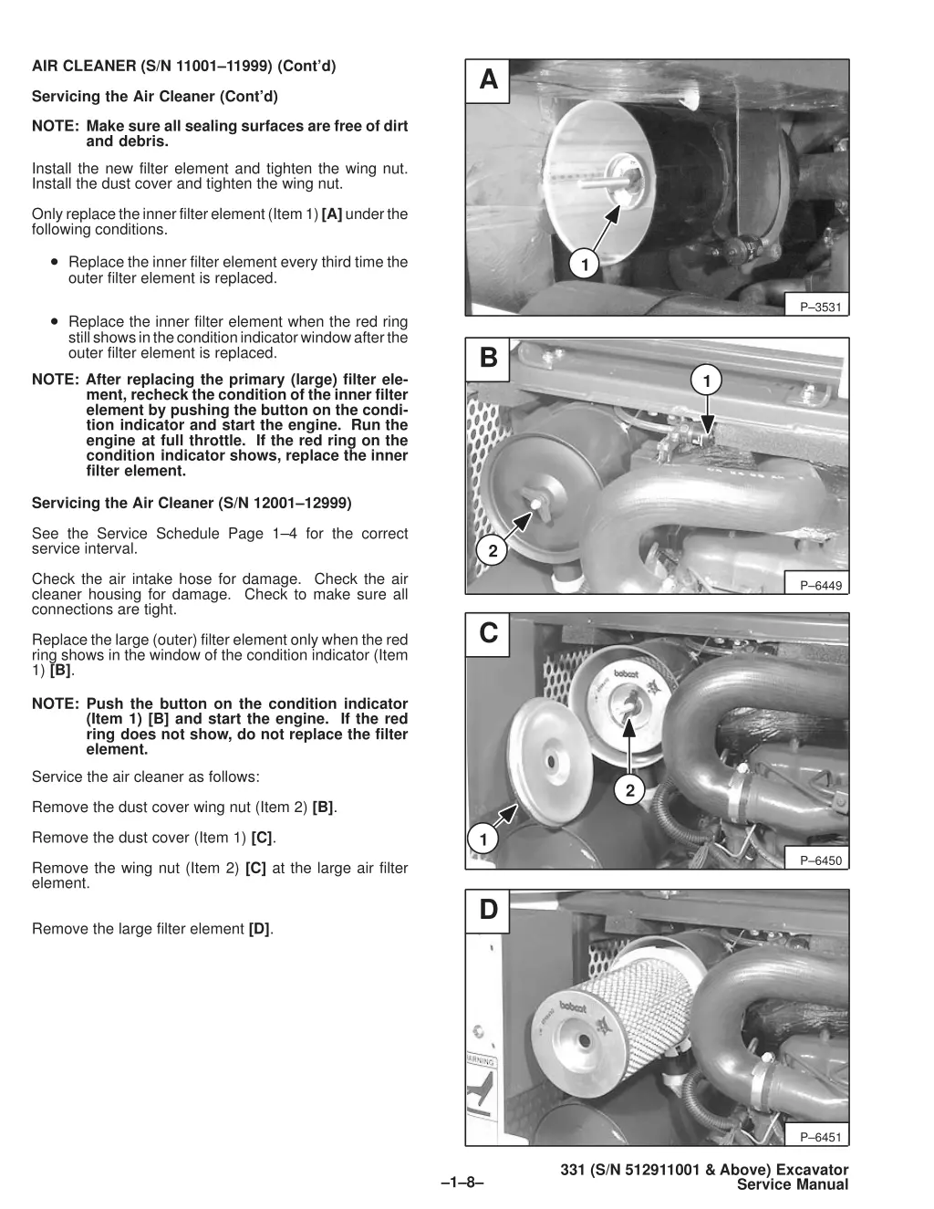 air cleaner s n 11001 11999 cont d