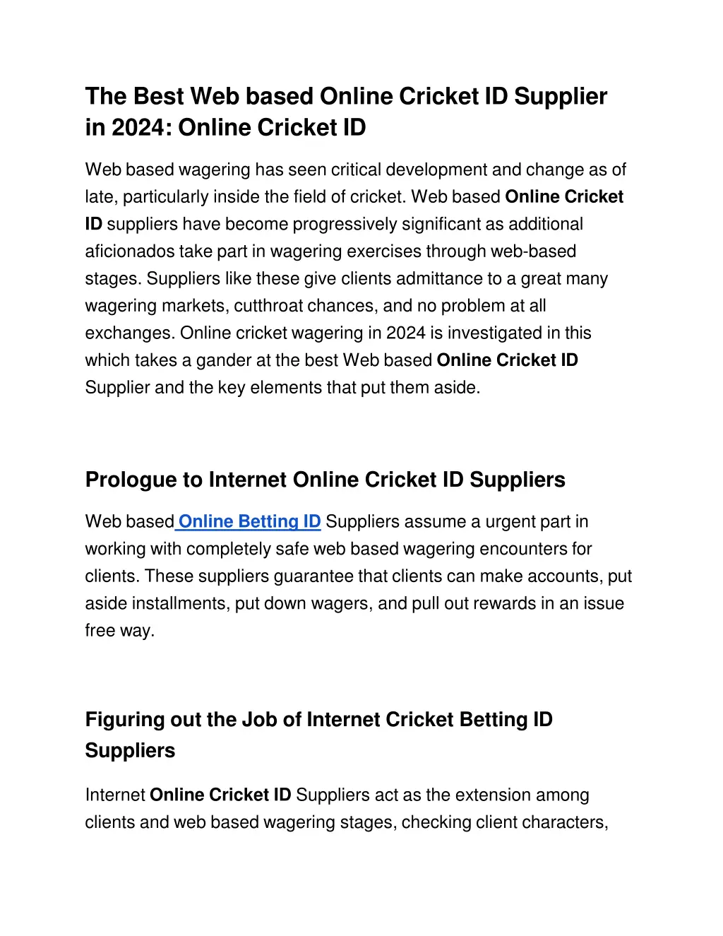 the best web based online cricket id supplier