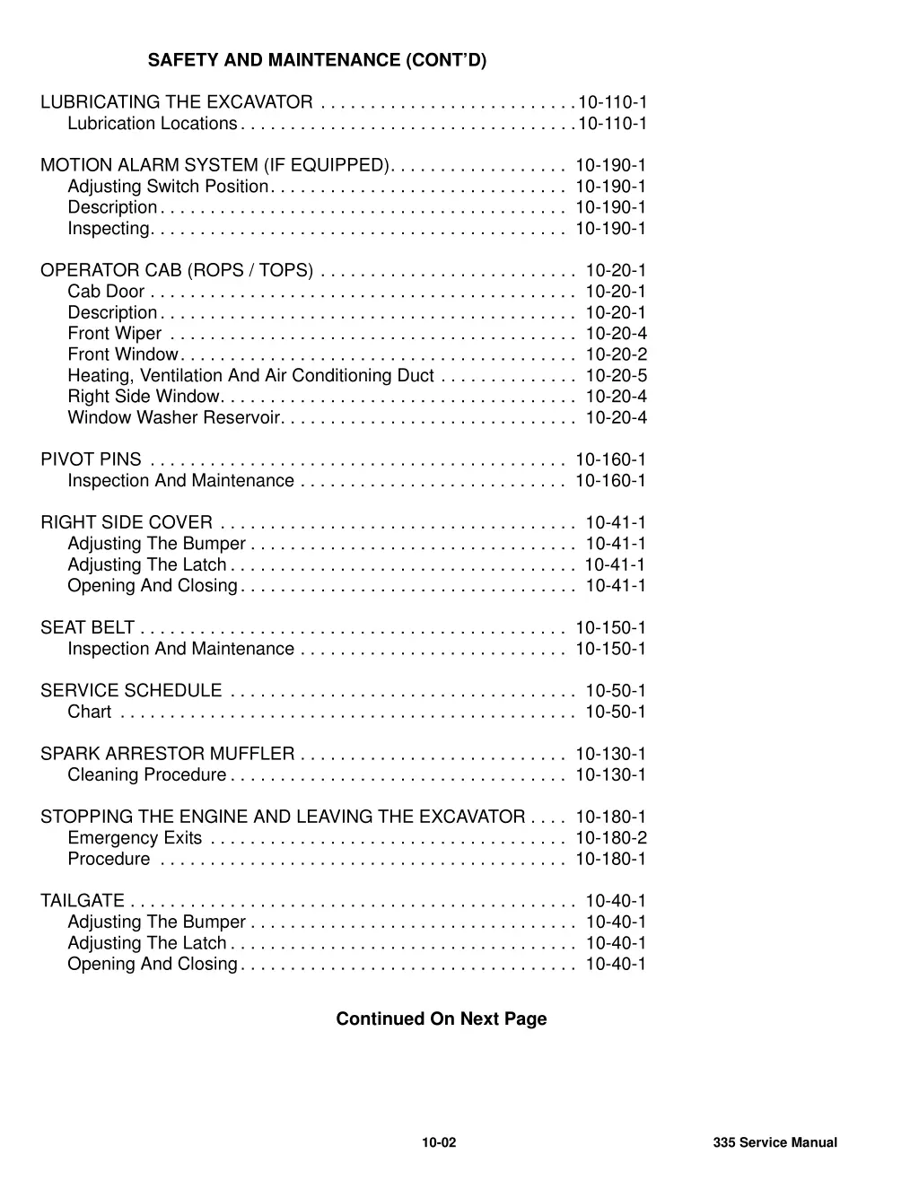 safety and maintenance cont d