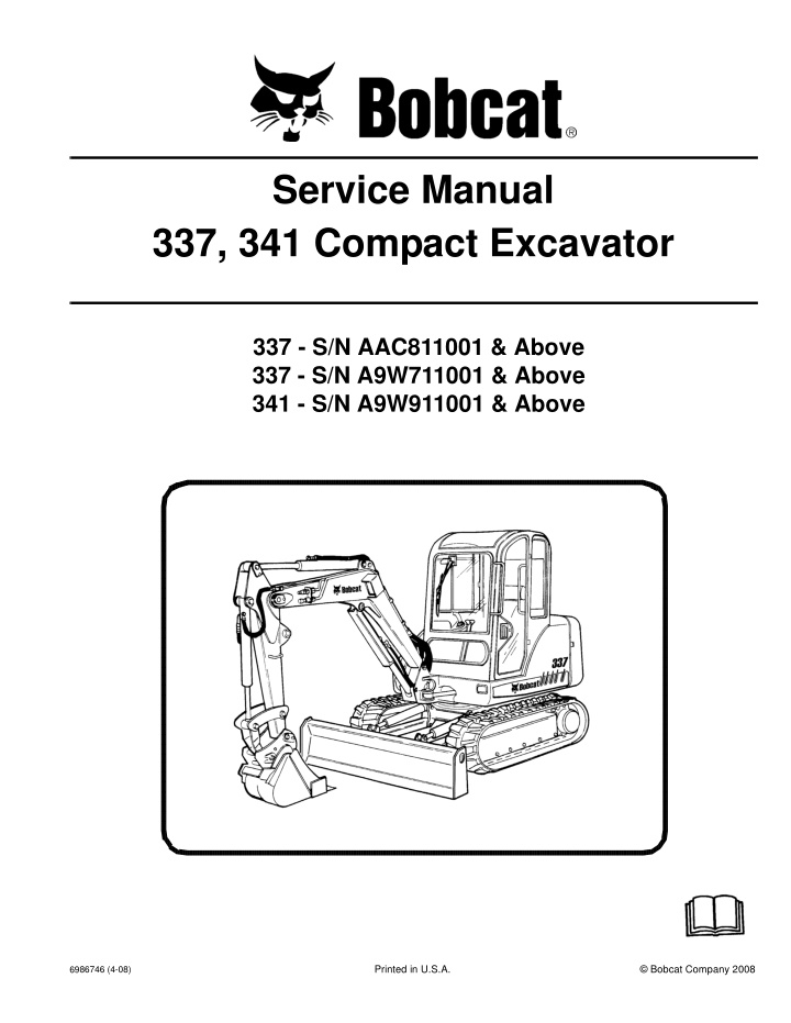 service manual 337 341 compact excavator