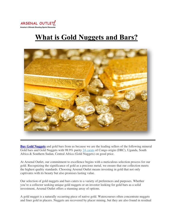 what is gold nuggets and bars