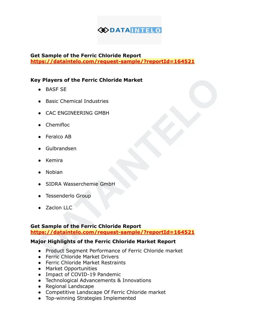 get sample of the ferric chloride report https