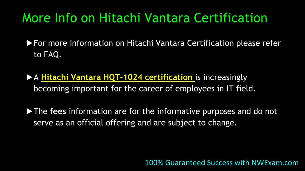 more info on hitachi vantara certification