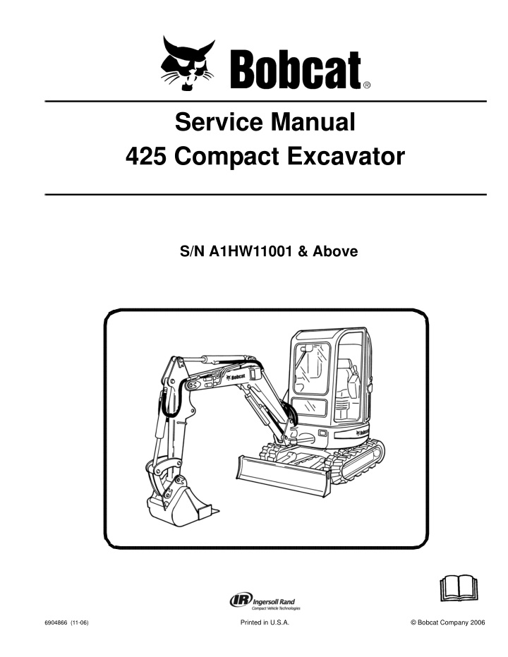 service manual 425 compact excavator