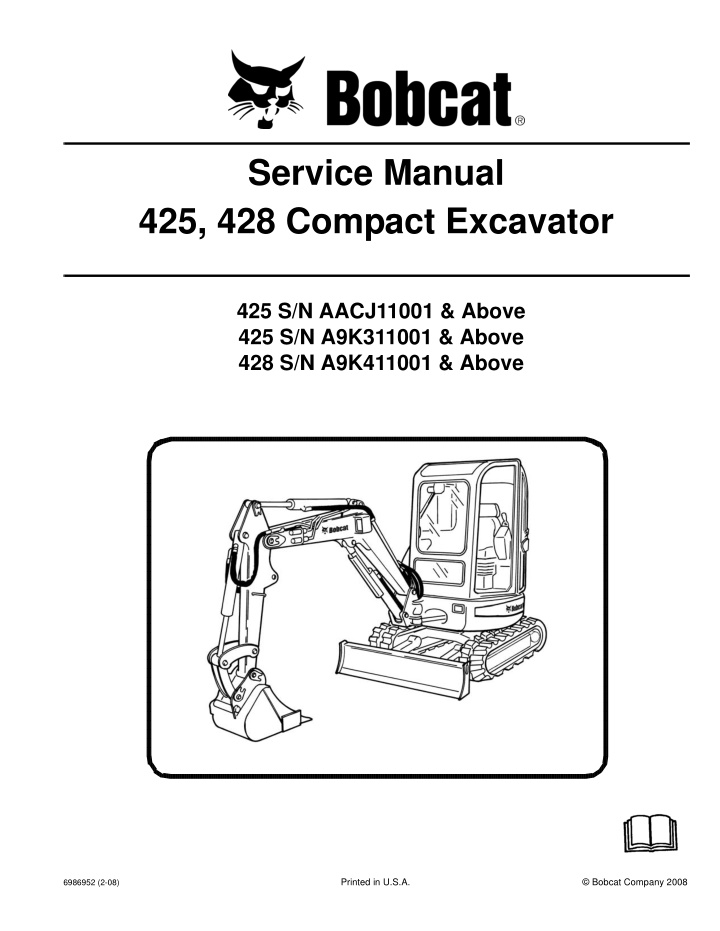 service manual 425 428 compact excavator