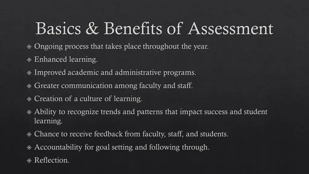 basics benefits of assessment ongoing process
