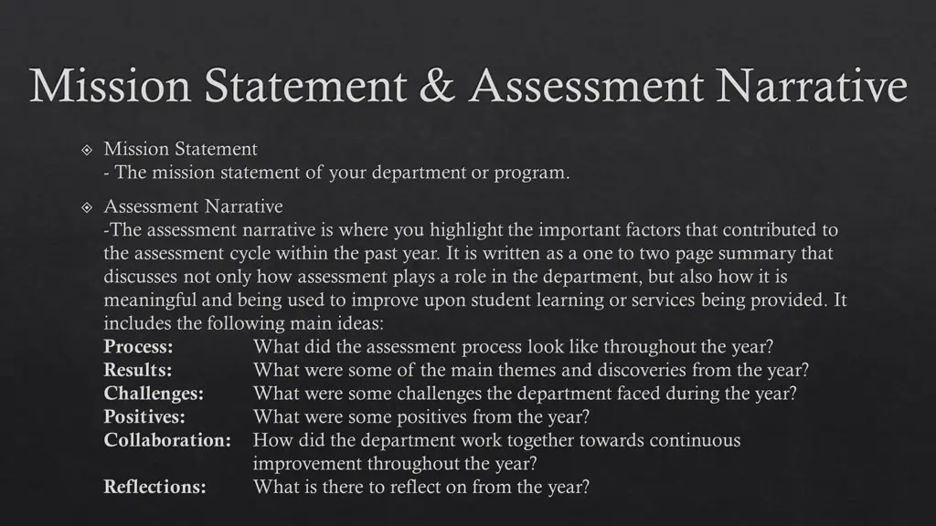 mission statement assessment narrative