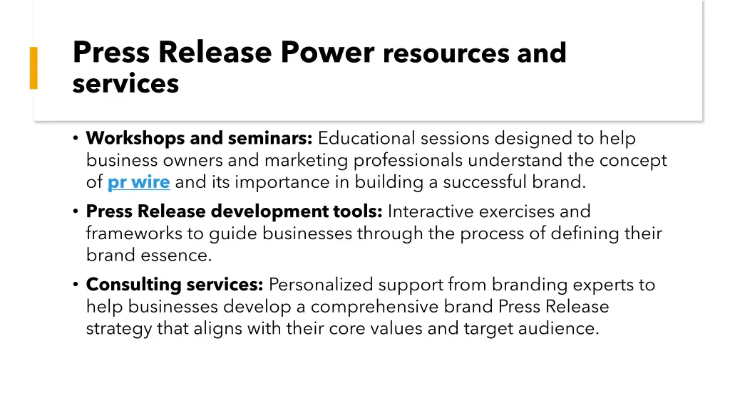 press release power resources and services