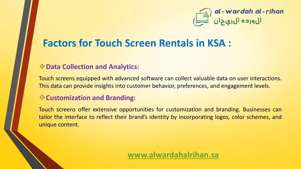 factors for touch screen rentals in ksa