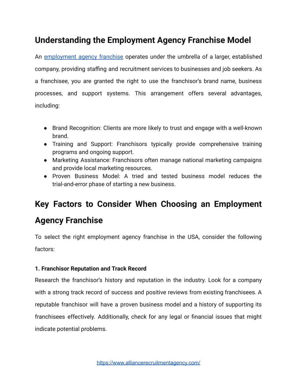 understanding the employment agency franchise
