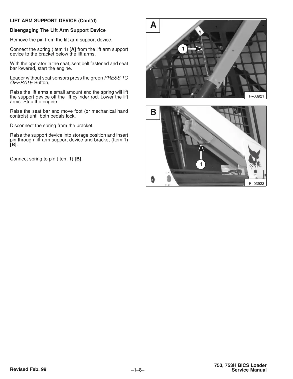 lift arm support device cont d