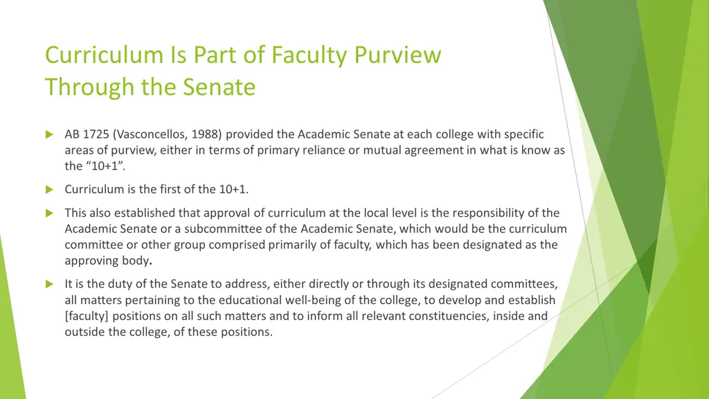 curriculum is part of faculty purview through