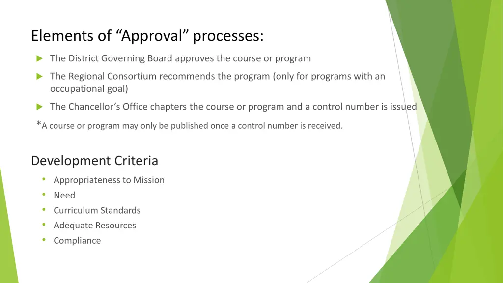 elements of approval processes