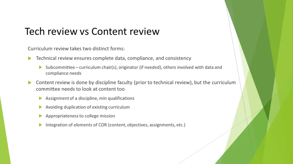 tech review vs content review