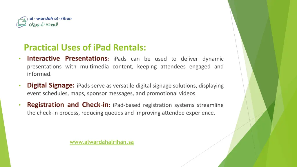 practical uses of ipad rentals interactive