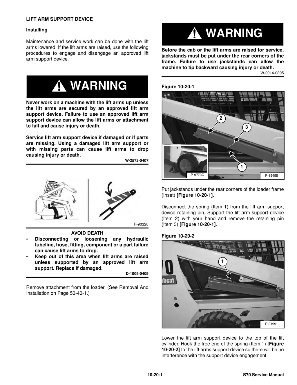 lift arm support device