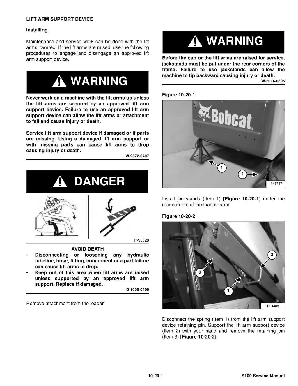 lift arm support device