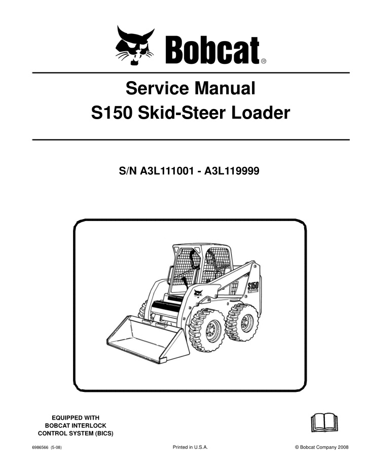 service manual s150 skid steer loader