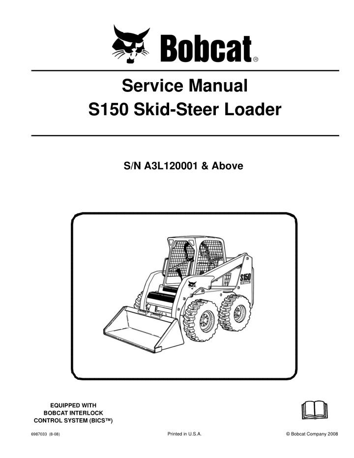 service manual s150 skid steer loader