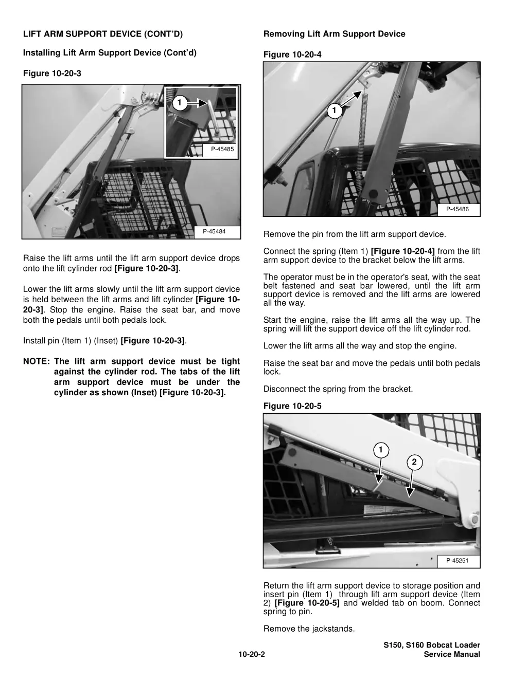 lift arm support device cont d