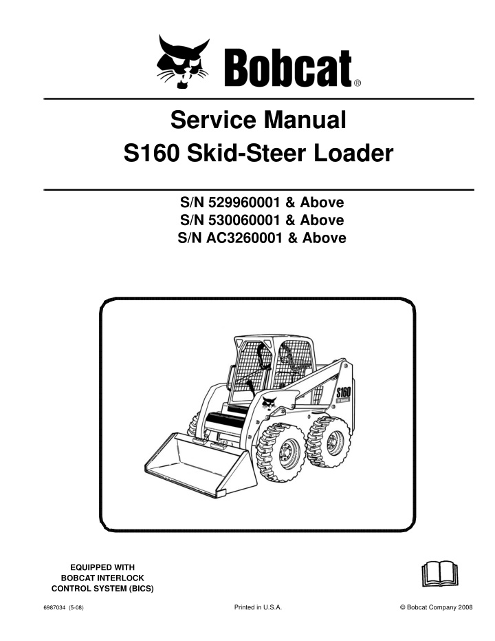 service manual s160 skid steer loader