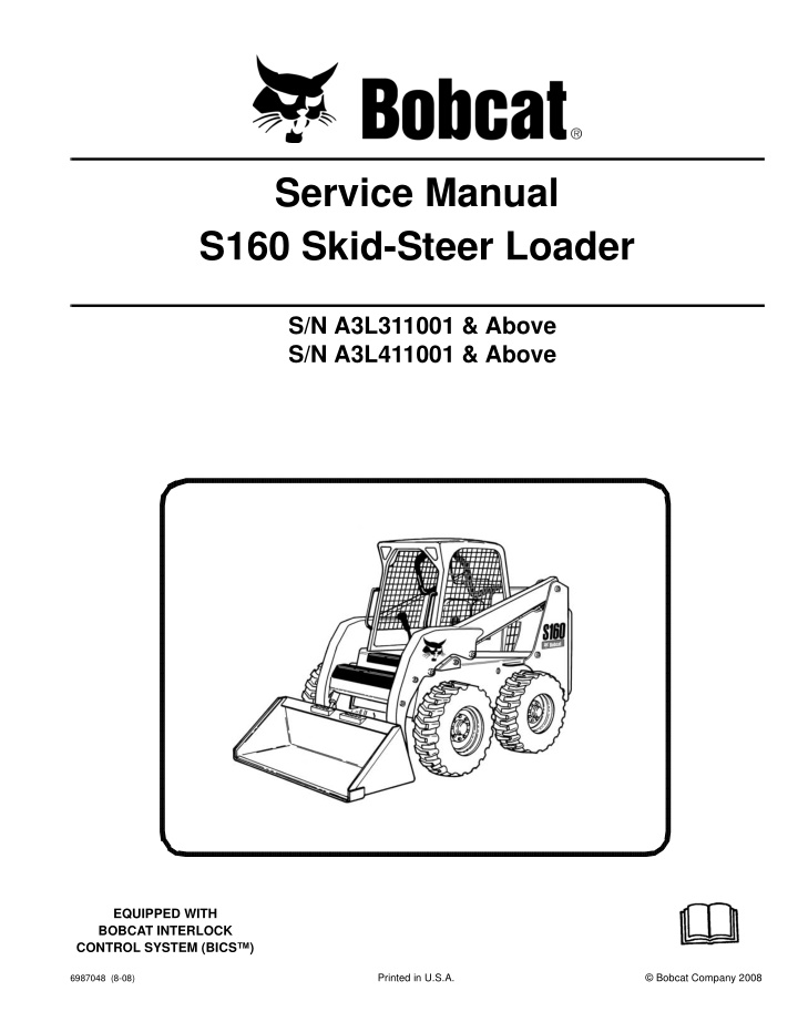 service manual s160 skid steer loader