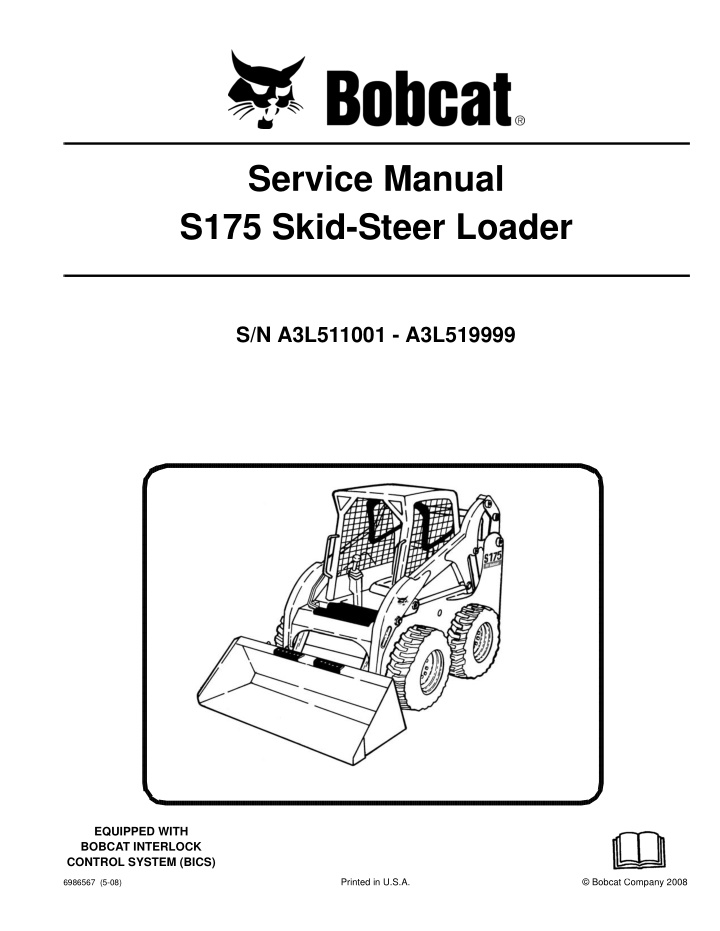 service manual s175 skid steer loader