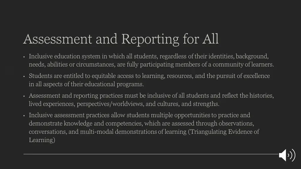 assessment and reporting for all