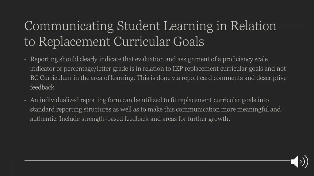 communicating student learning in relation