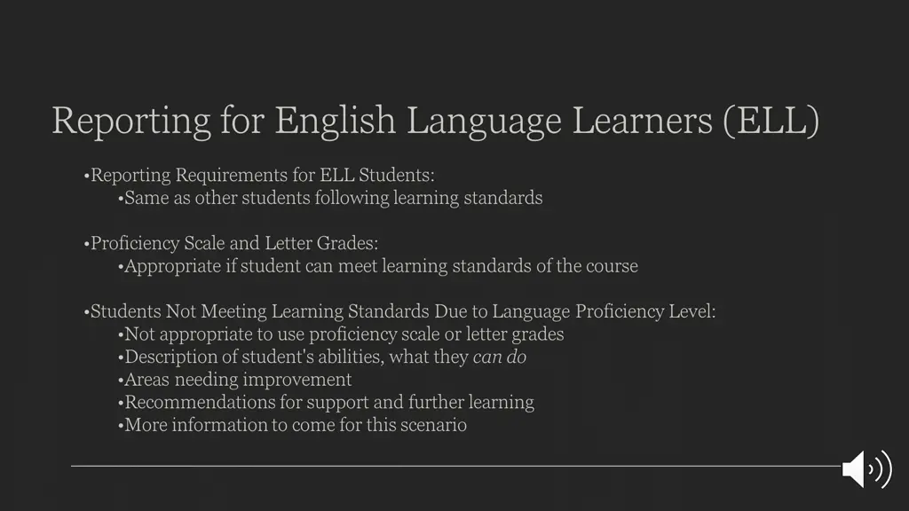 reporting for english language learners ell