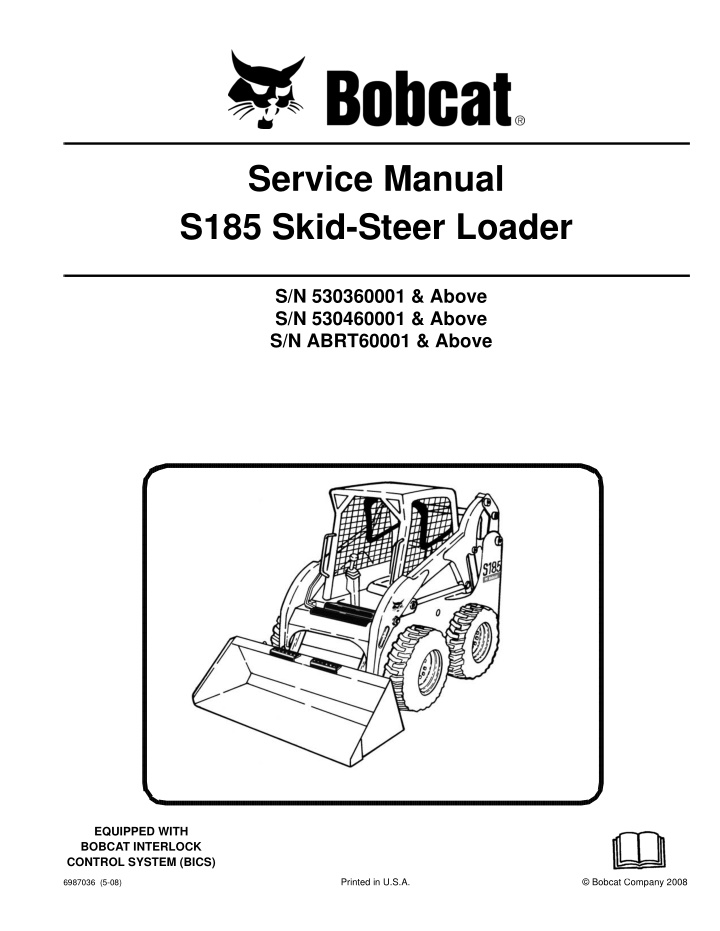 service manual s185 skid steer loader