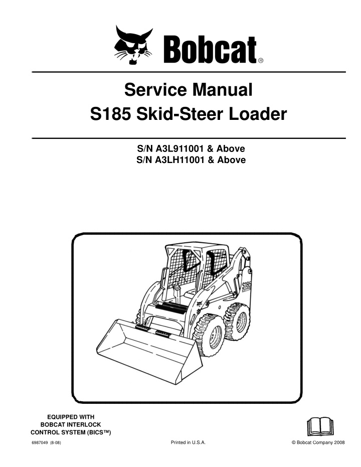 service manual s185 skid steer loader