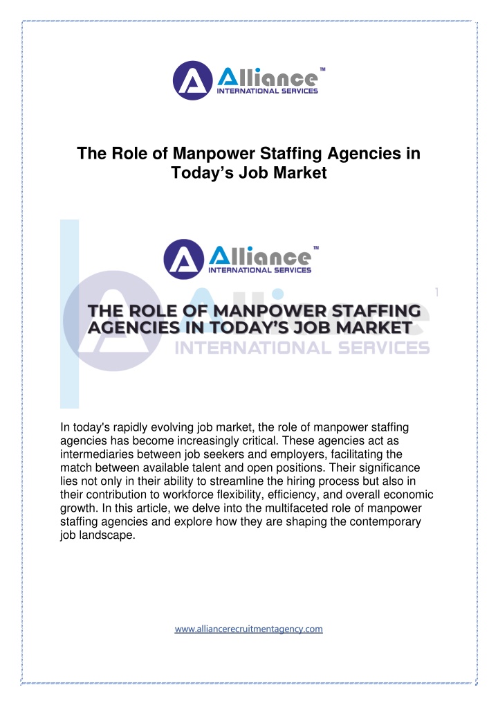 the role of manpower staffing agencies in today