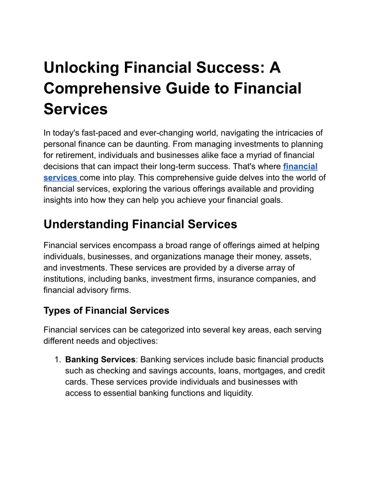 unlocking financial success a comprehensive guide