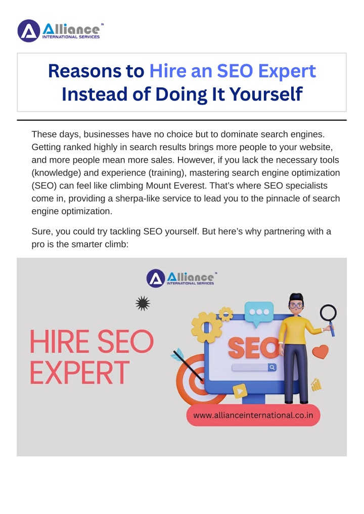reasons to hire an seo expert instead of doing