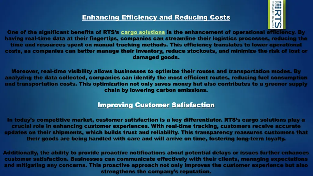 enhancing efficiency and reducing costs