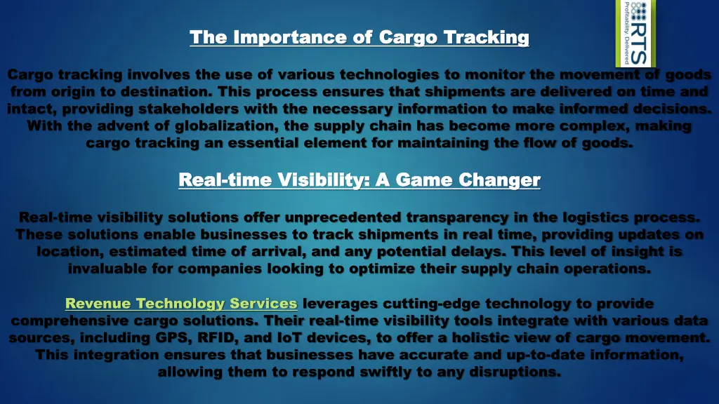 the importance of cargo tracking the importance