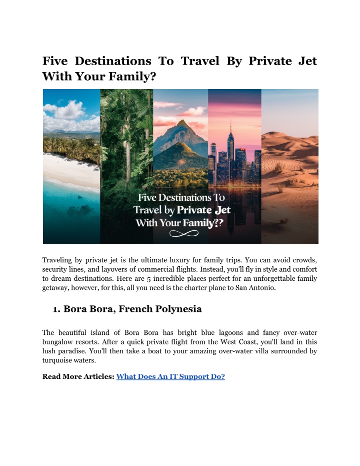 five destinations to travel by private jet with