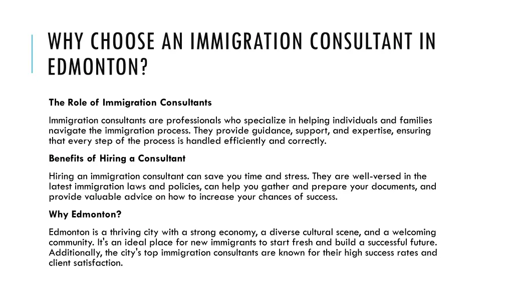 why choose an immigration consultant in edmonton