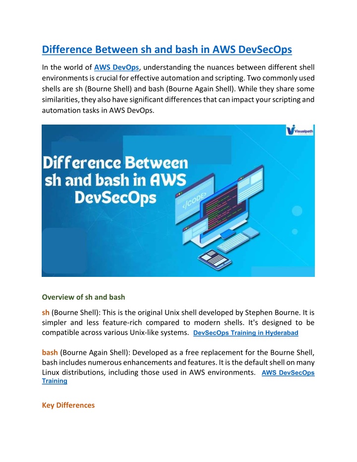 difference between sh and bash in aws devsecops