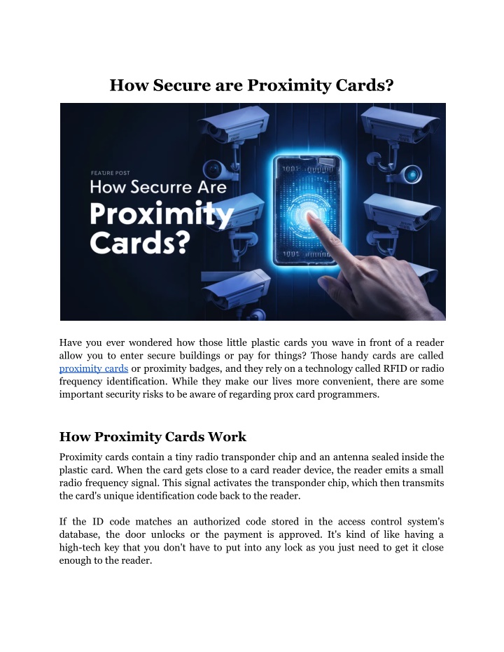 how secure are proximity cards